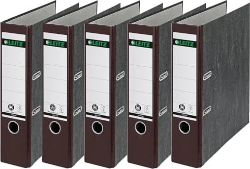 Leitz Qualitäts Ordner 2-Ring 180° Klimaneutral, 80mm, A4, schwarz/braun, 20er-Pack