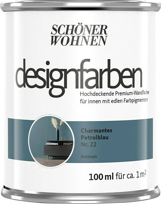 Schöner Wohnen Designfarben innen charmantes petrolblau, 100ml