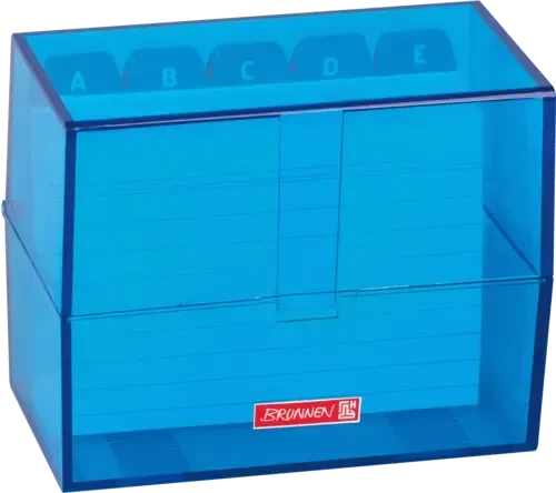 Brunnen Karteibox, A7, azurblau/transparent, inkl. 100 Karteikarten