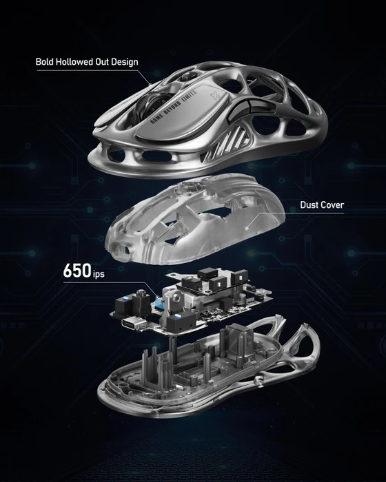 GravaStar Mercury M1 Pro Wireless Gaming Mouse, Gunmetal Grey, USB/Bluetooth