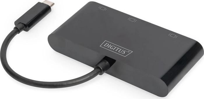 Digitus USB-C 3in1 Triple Monitor Adapter, USB-C auf HDMI/DisplayPort/VGA, schwarz