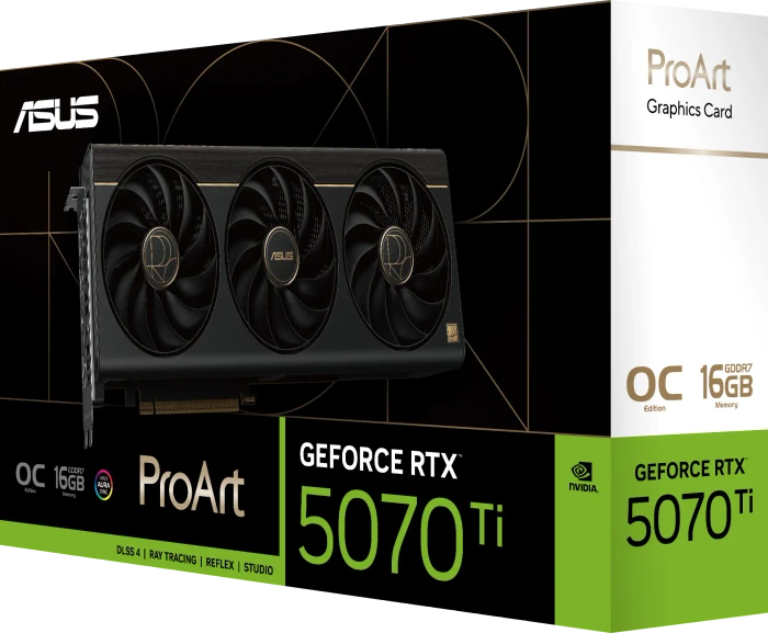ASUS ProArt GeForce RTX 5070 Ti OC, PROART-RTX5070TI-O16G, 16GB GDDR7, HDMI, USB-C, 2x DP