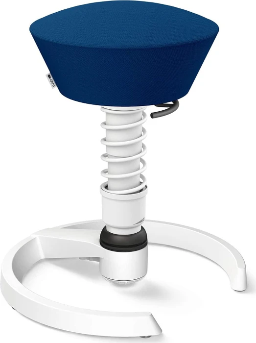 Aeris Swopper New Edition Bürohocker mit Gleitern, Feder Standard, Gestell Alu weiß, Bezug Wollmischung Select blau