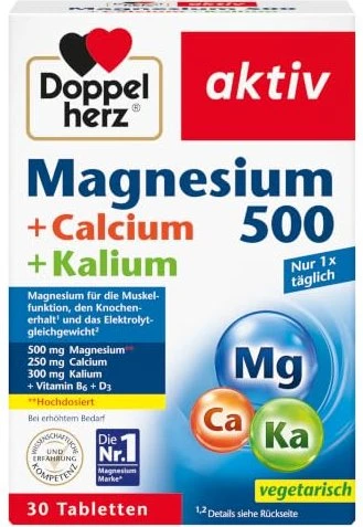 Doppelherz aktiv Magnesium 500 + Calcium + Kalium Tabletten, 30 Stück