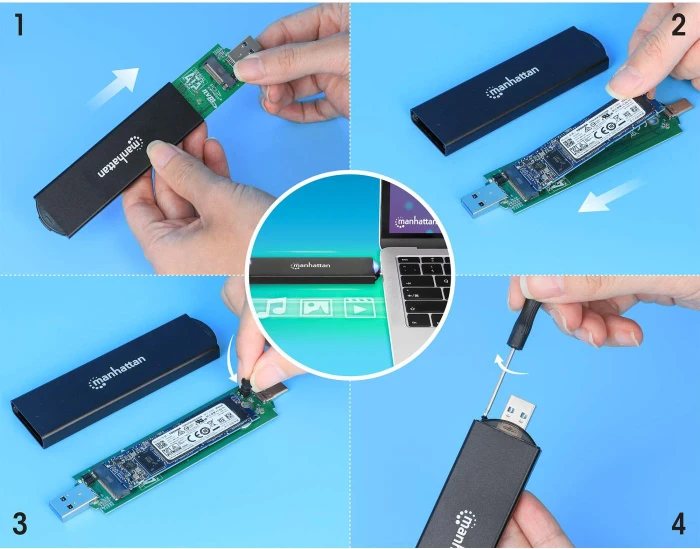 Manhattan M.2 NVMe SSD Enclosure, USB-C 3.1/USB-A 3.1