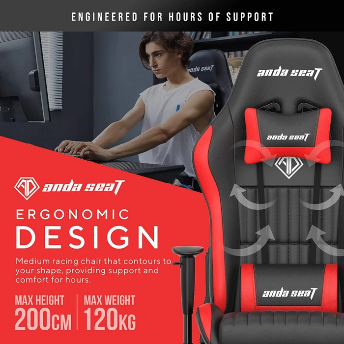 Anda Seat Jungle Premium Gamingstuhl, schwarz/rot