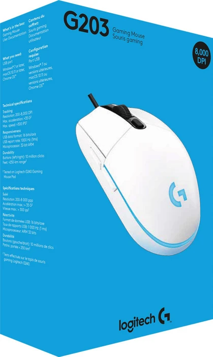 Logitech G203/G102 Lightsync weiß, USB