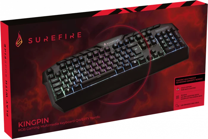 Verbatim SureFire KingPin RGB Gaming Keyboard, LEDs RGB, schwarz, USB, ND