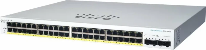 Cisco Business 220 Rackmount Gigabit Smart Switch, 48x RJ-45, 4x SFP, 382W PoE+