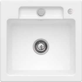 Villeroy & Boch Siluet 50 S Einbau Becken mittig mit Ablauffernbedienung stone white
