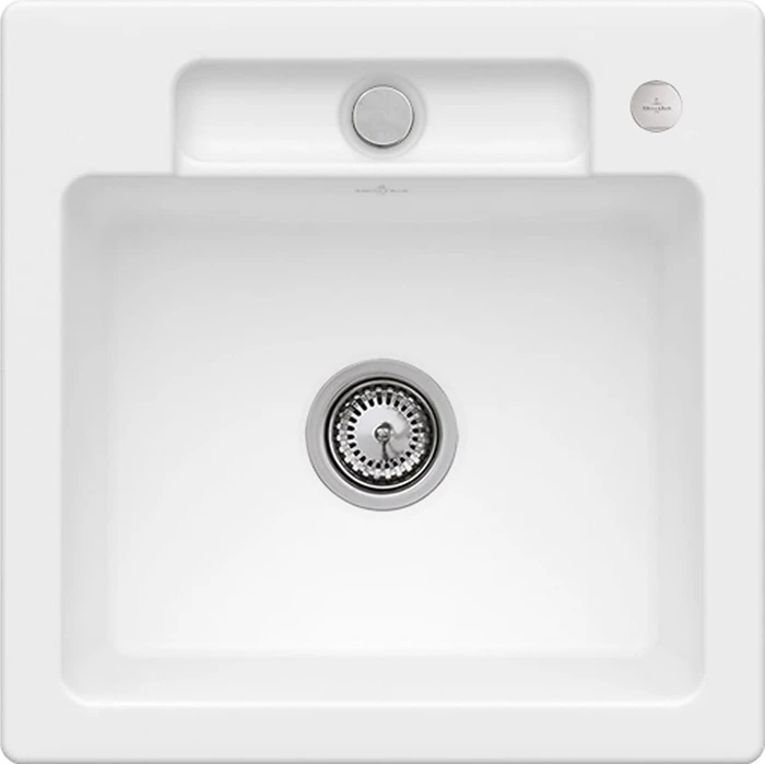 Villeroy & Boch Siluet 50 S Einbau Becken mittig mit Ablauffernbedienung stone white