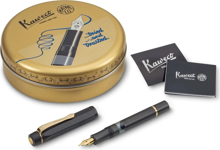 Kaweco Piston Sport AL Solo black/gold, rechte Hand, fein