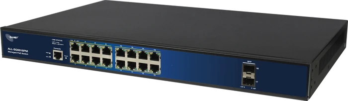 Allnet SG86 Rackmount Gigabit Managed Switch, 16x RJ-45, 2x SFP, 280W PoE+