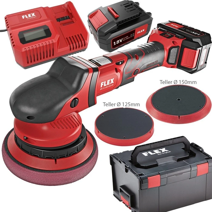 Flex XFE 15 150 18.0-EC/5.0 Set Akku-Exzenterpolierer inkl. L-Boxx + 2 Akkus 5.0Ah