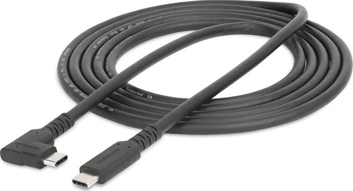 StarTech USB Kabel, USB 3.1, 10Gb/s, 4K60Hz, 100W, USB-C [Stecker] auf USB-C [Stecker], 90° gewinkelt, 200cm