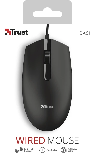Trust Basi Wired Mouse schwarz, USB
