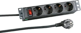 EFB Elektronik 10" Rackmount Aluminium Steckdosenleiste, 1HE, 4-fach, 250V, grau, 2m