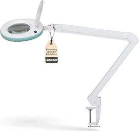 Lumeno LED Lupenleuchte 7215, 5 Dioptrien, 2.25x, mit Tischklemme weiß/grün