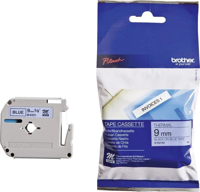 Brother M-K521BZ Beschriftungsband, 9mm, schwarz/blau