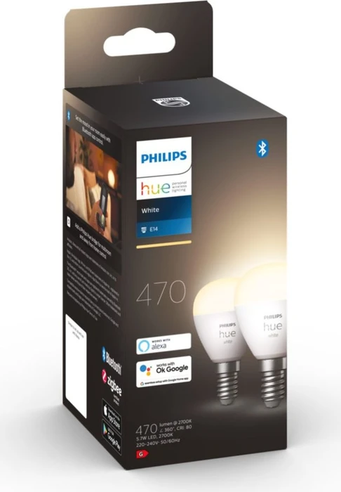 Philips Hue White 470 LED-Bulb E14 5.7W/827, 2 Stück