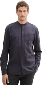 Tom Tailor Basic Fit mit Stehkragen Hemd langarm navy herringbone/structure (Herren)
