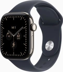 Apple Watch Series 12 (GPS + Cellular) 42mm Titan natur mit Sportarmband S/M navyblau
