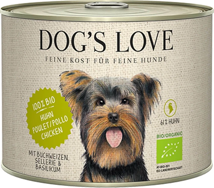PetCo Dog's Love Bio Huhn mit Buchweizen, Sellerie und Basilikum, 4.80kg (6x 800g)