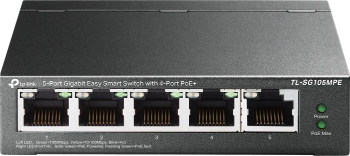 TP-Link TL-SG105MPE Desktop Gigabit Smart Switch, 5x RJ-45, 120W PoE+