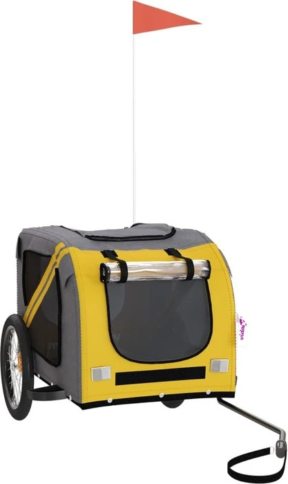 vidaXL Hunde 133.5x69cm Fahrradanhänger gelb/grau