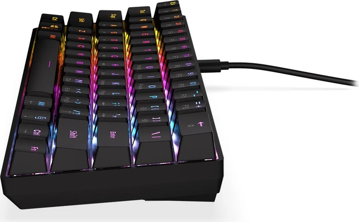 Krux Qara 60%, schwarz, LEDs RGB, Outemu Red, USB, US