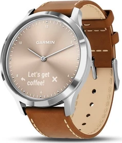 Garmin vivomove HR Premium Aktivitäts-Tracker edelstahl/braun (010-01850-AA)
