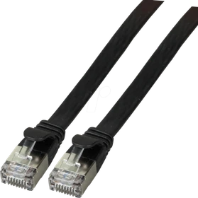 EFB Elektronik PVC Flach-Patchkabel, Cat6a, U/FTP, RJ-45/RJ-45, 1.5m, schwarz