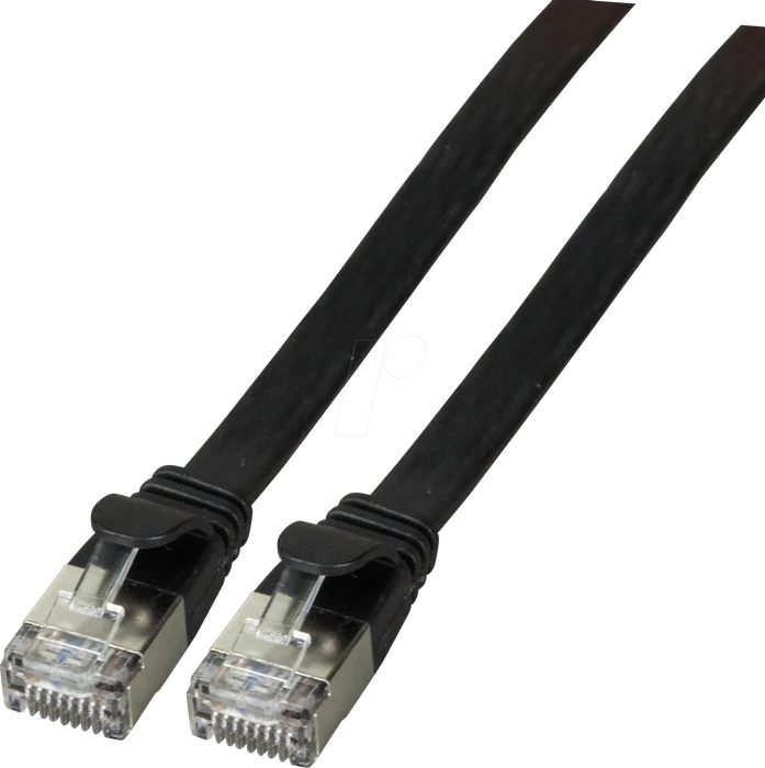 EFB Elektronik PVC Flach-Patchkabel, Cat6a, U/FTP, RJ-45/RJ-45, 1.5m, schwarz