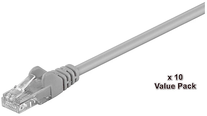 MicroConnect Patchkabel, Cat5e, U/UTP, RJ-45/RJ-45, 2m, grau, 10er-Pack