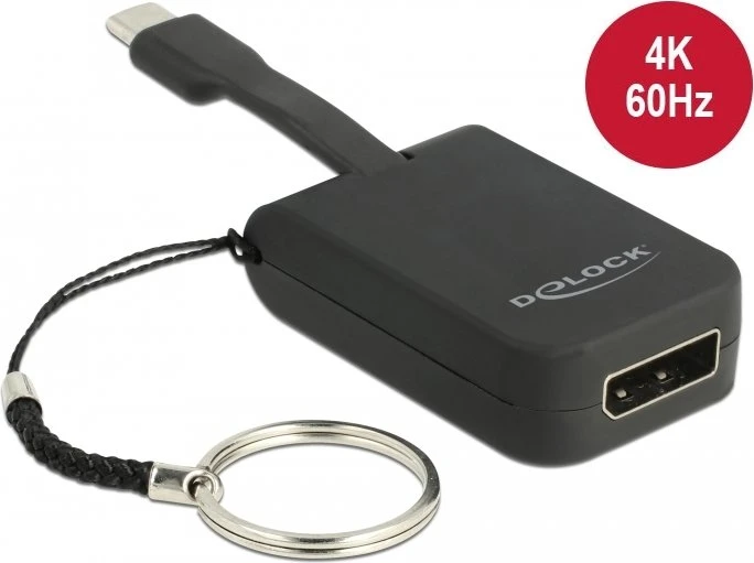 DeLOCK USB Type-C Adapter zu DisplayPort, DP Alt Mode, 4K 60Hz, Schlüsselanhänger, USB-C 3.0 [Stecker]