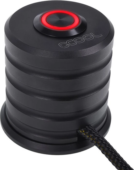 Alphacool Powerbutton, Taster schwarz, LED rot, Ein-/Ausschalter für PC, schwarz/rot