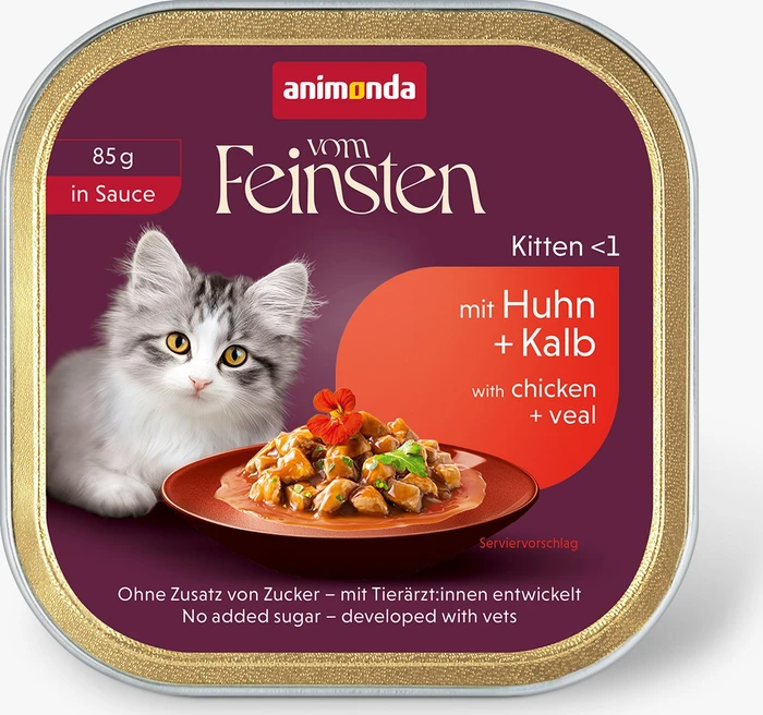 animonda Vom Feinsten, Kitten in Sauce, mit Huhn + Kalb, 2.72kg (32x 85g)