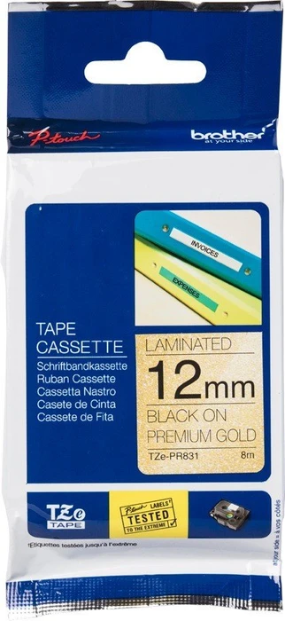 Brother TZe-PR831 Beschriftungsband, 12mm, schwarz/Glitter gold