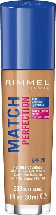 Rimmel Match Perfection Foundation 200 soft beige LSF20, 30ml