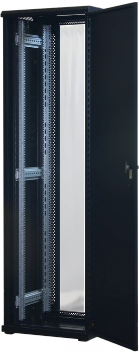 Rockstable 19" Serverschrank 42HE, Sicherheitsglastür, IP2X, schwarz, 600mm tief