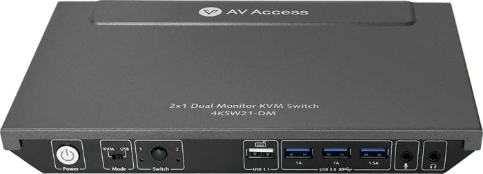 AV Access 2x1 Dual Monitor, 4K Dual-HDMI, 2-fach KVM-Switch