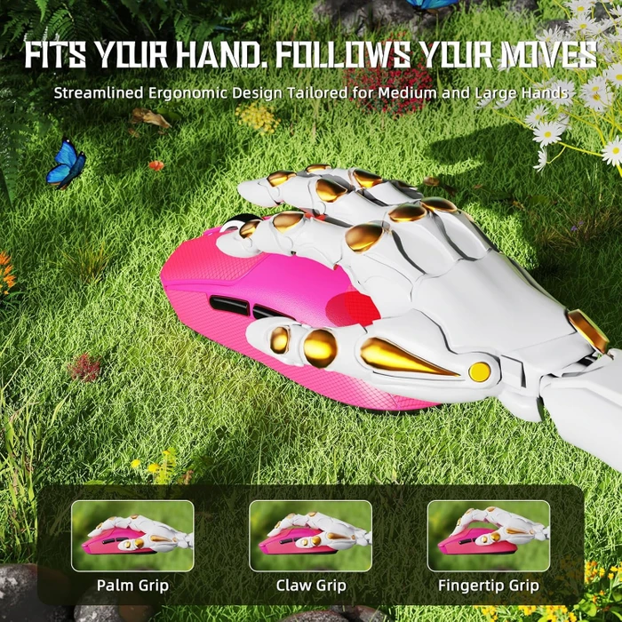 Attack Shark X8 SE Tri-mode Wireless Gaming Mouse, Berry Red, inkl. Grip Tape, USB/Bluetooth