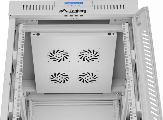 Lanberg 19" Rackschrank 15HE, LCD, freistehend, Flat Pack, V2, Glastür, IP20, RAL 7035, 800mm tief
