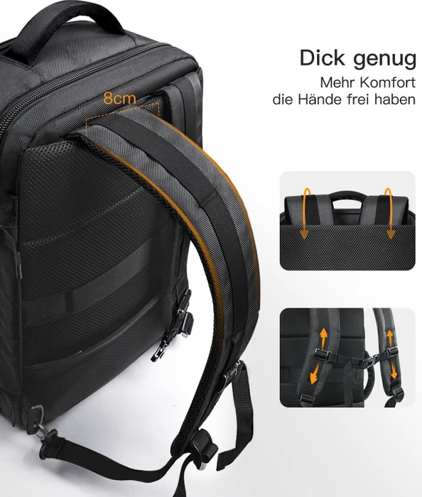 Inateck 40L 17" Laptop-Reiserucksack, schwarz