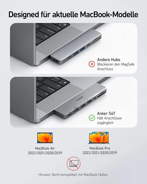 Anker 547 PowerExpand Direct 7-in-2 USB-C PD Media Hub, 2x USB4 [Stecker]