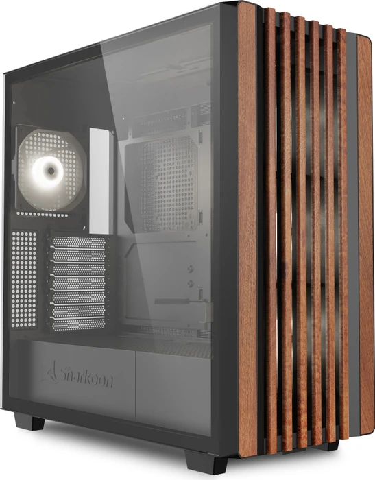 Sharkoon Rebel C70G RGB, schwarz/braun, Glasfenster