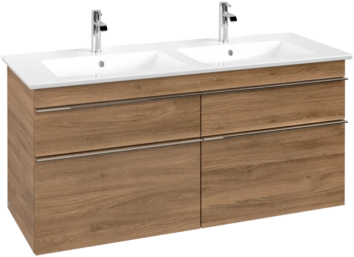 Villeroy & Boch Venticello Waschbeckenunterschrank für Becken mittig 4 Auszüge 1253x590x477mm kansas oak/chrome