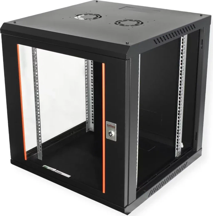 Roline / Secomp Basic 19" Netzwerkschrank 12HE, montiert, Glastür, IP20, RAL 9005, 600mm tief