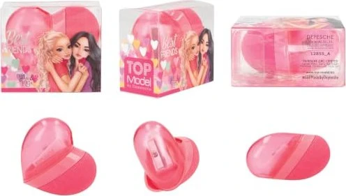 Depesche Topmodel 2in1 Radierer und Anspitzer Dosenanspitzer rosa, inkl. Radierer