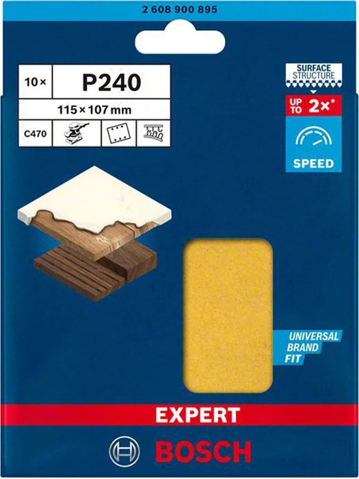 Bosch Professional EXPERT C470 Schleifblatt K240, 107x115mm, 10 Stück